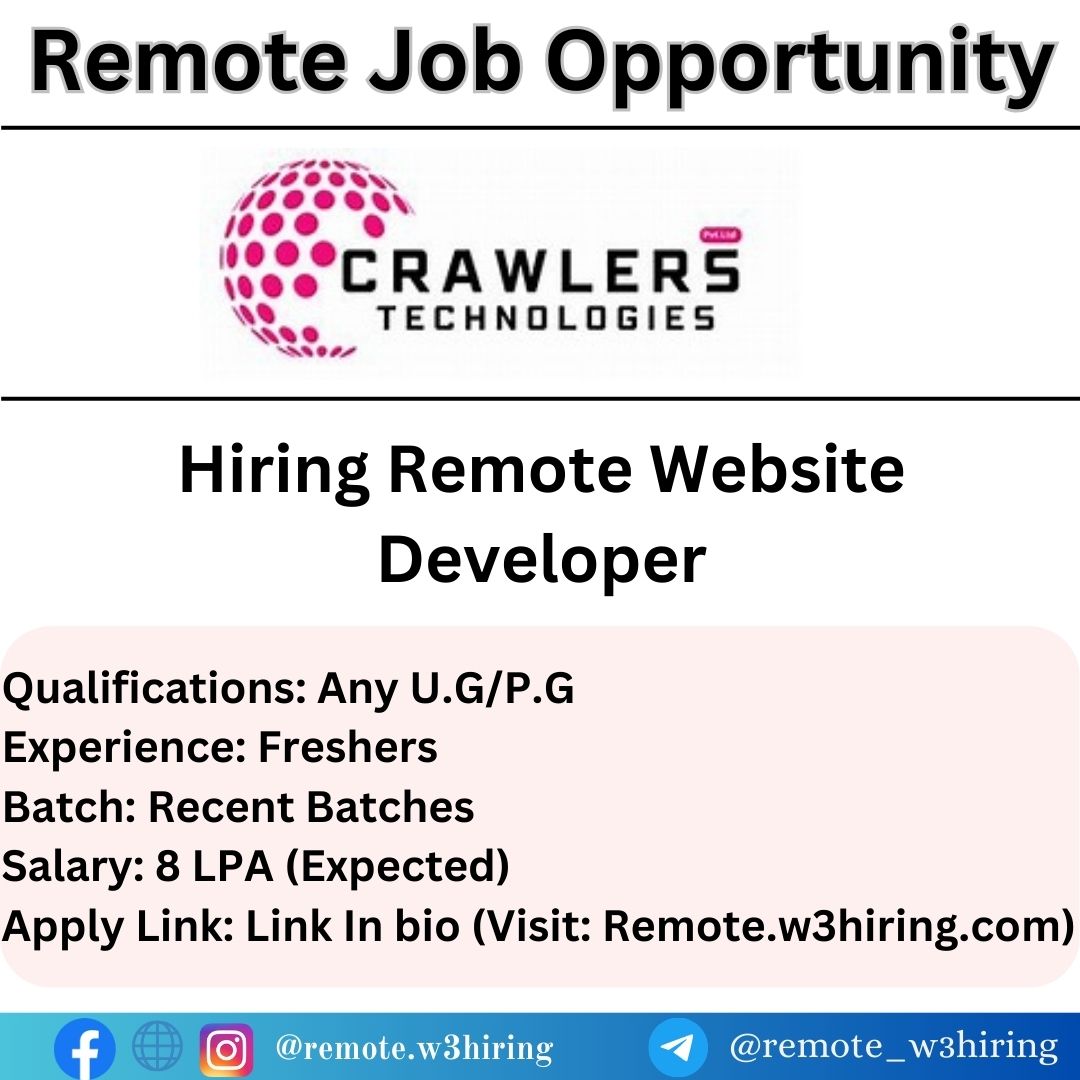 Crawlers Technologies Remote Job 2024 Hiring Website Developer