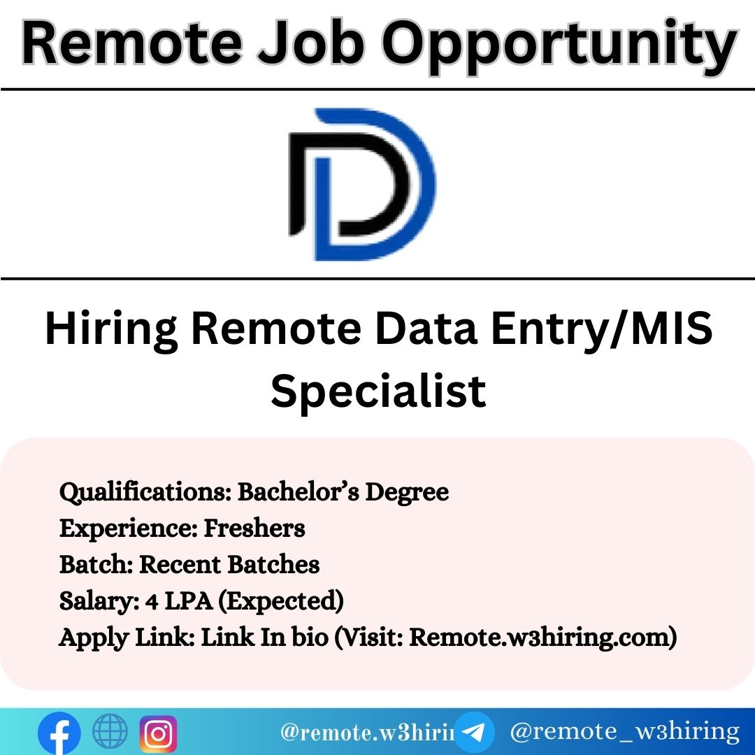 Digitech Sols Remote Job 2024 Hiring Data Entry/MIS Specialist