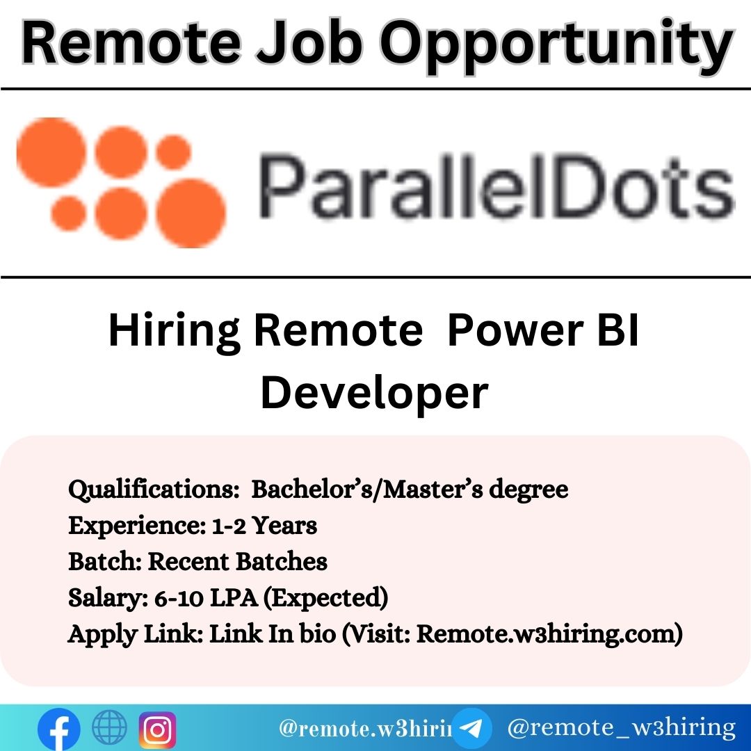 ParallelDots Remote Job 2025 Hiring  Power BI Developer