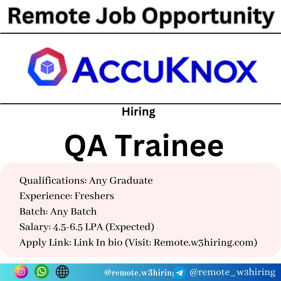 Accuknox Remote Job 2025 Hiring QA Trainee |Work From Home Job