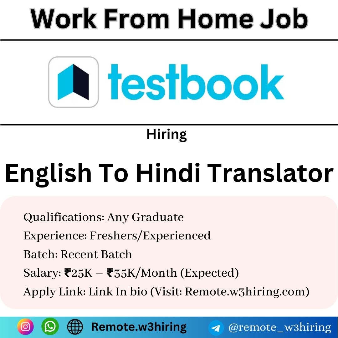 Testbook Remote Job 2025 Hiring English to Hindi Translator